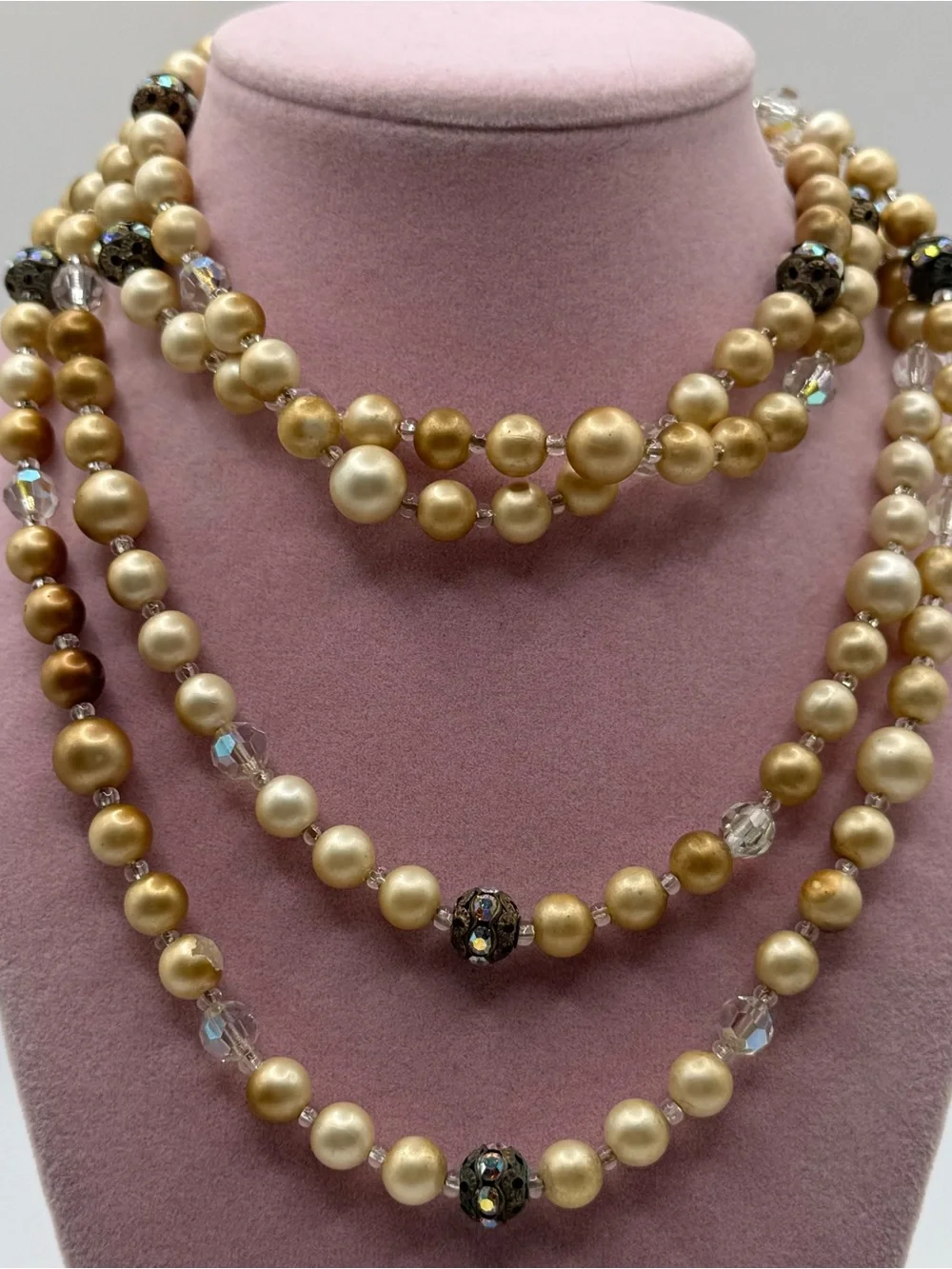 Set of two Gold-Tone faux Pearl Necklace